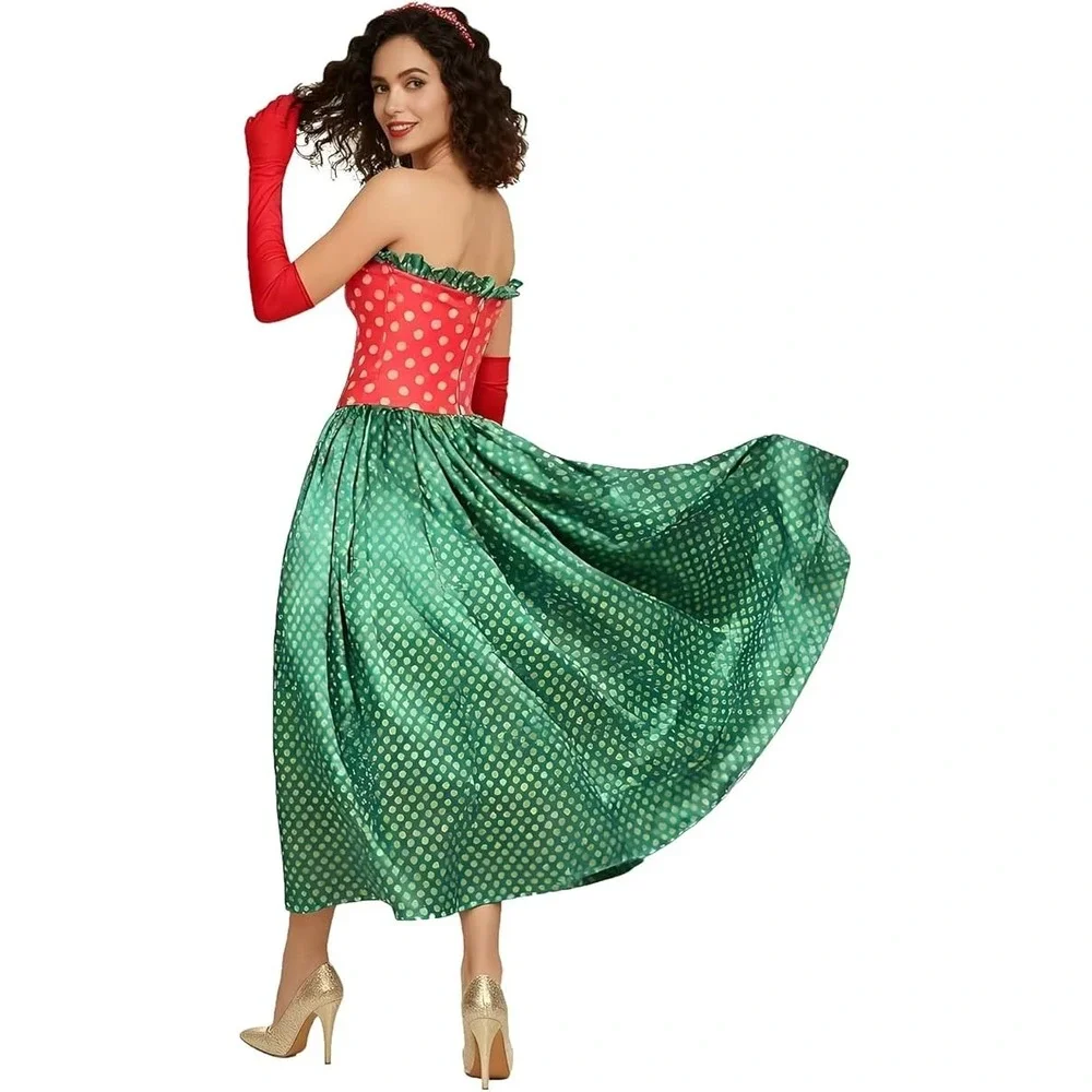 Christmas Dress 5 Pc Christmas Costume Yule Dress Gloves Accessories Set 2XL NEW